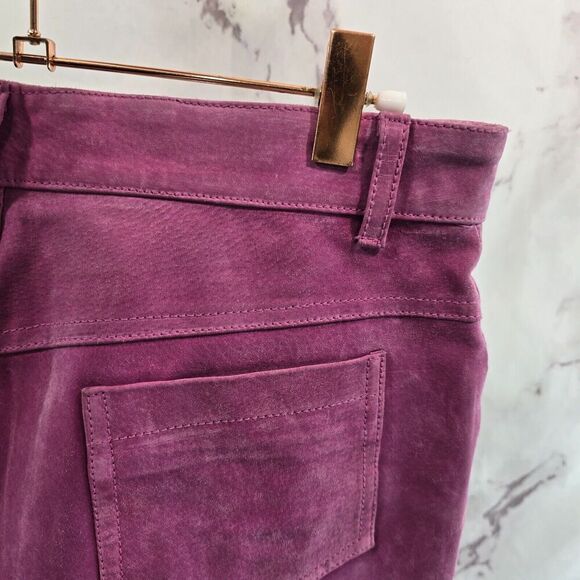 Vintage Leather Pants Womens 29 Pink Purple Y2K Flare Boot Suede High Rise - Picture 11 of 12